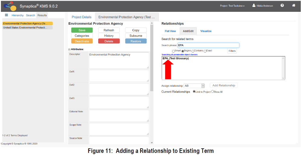 Adding a Relationship to Existing Term